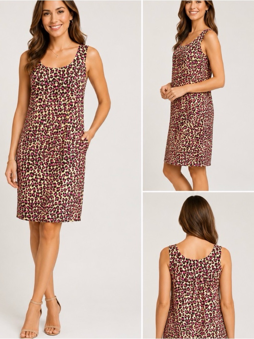MICHAEL KORS Misses Size 8 100% SILK DRESS Animal Print Pink Brown Lined Z201